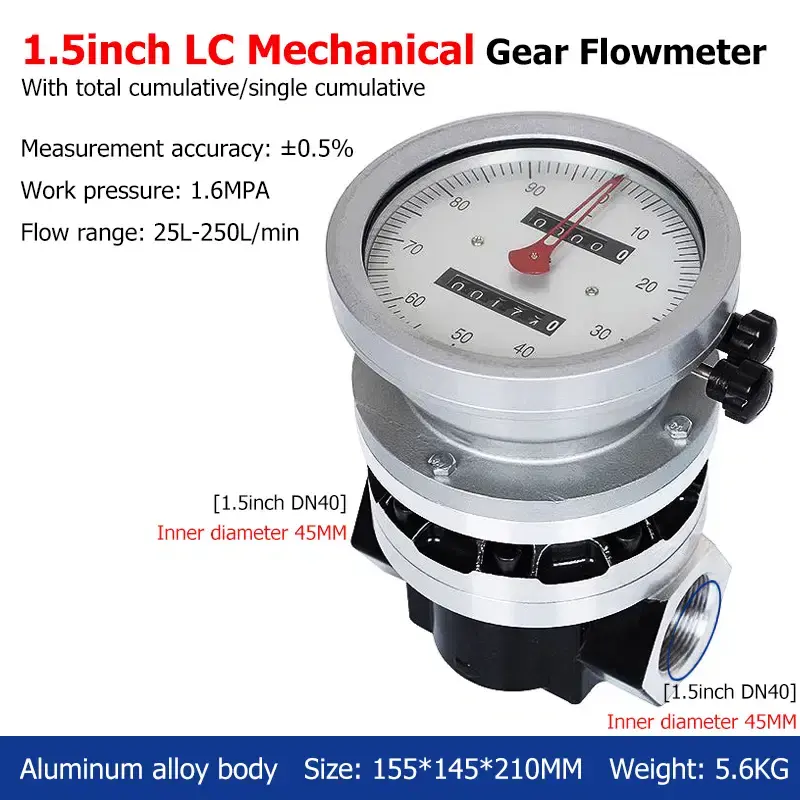 Thumbnail: Mechanical Oval Gear Flow Meter for Fuel and Oil Measurement (1” to 2” Pipe)