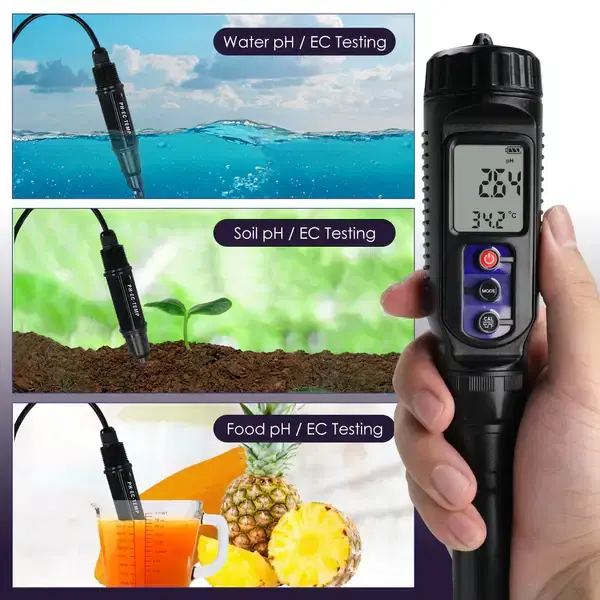 Thumbnail: 3-in-1 Portable pH, EC & Temperature Tester – Water, Soil & Food Quality Meter