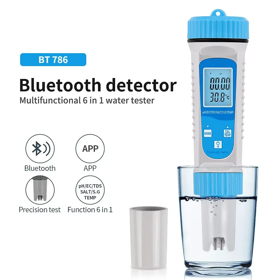 Thumbnail: Professional 6 in 1 Water Quality Tester PH/EC/TDS/Salinity/S.G/Temp Smart BLE