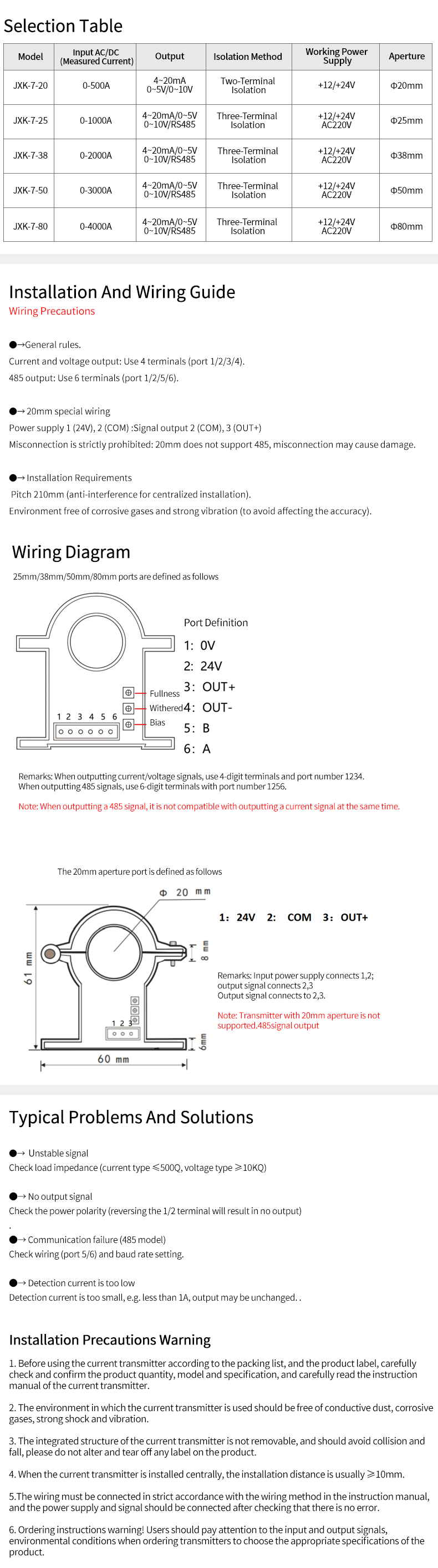 Thumbnail: Hall Effect AC/DC Current Transmitter – 50A to 2000A, 4–20mA / 0–10V / RS485