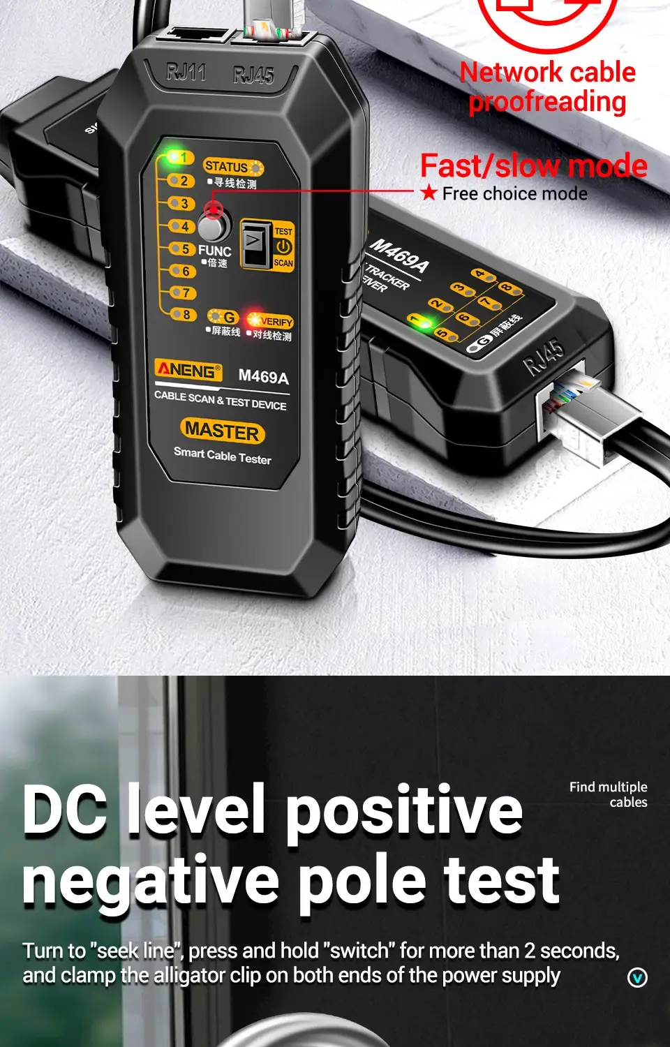 Thumbnail: Smart Network Cable Tester & Wire Tracker | RJ45 Telephone Line Tester