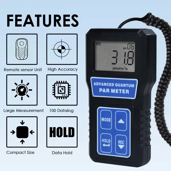 Thumbnail: Quantum PAR Meter Photo Synthetically Active Radiation PPFD Tester