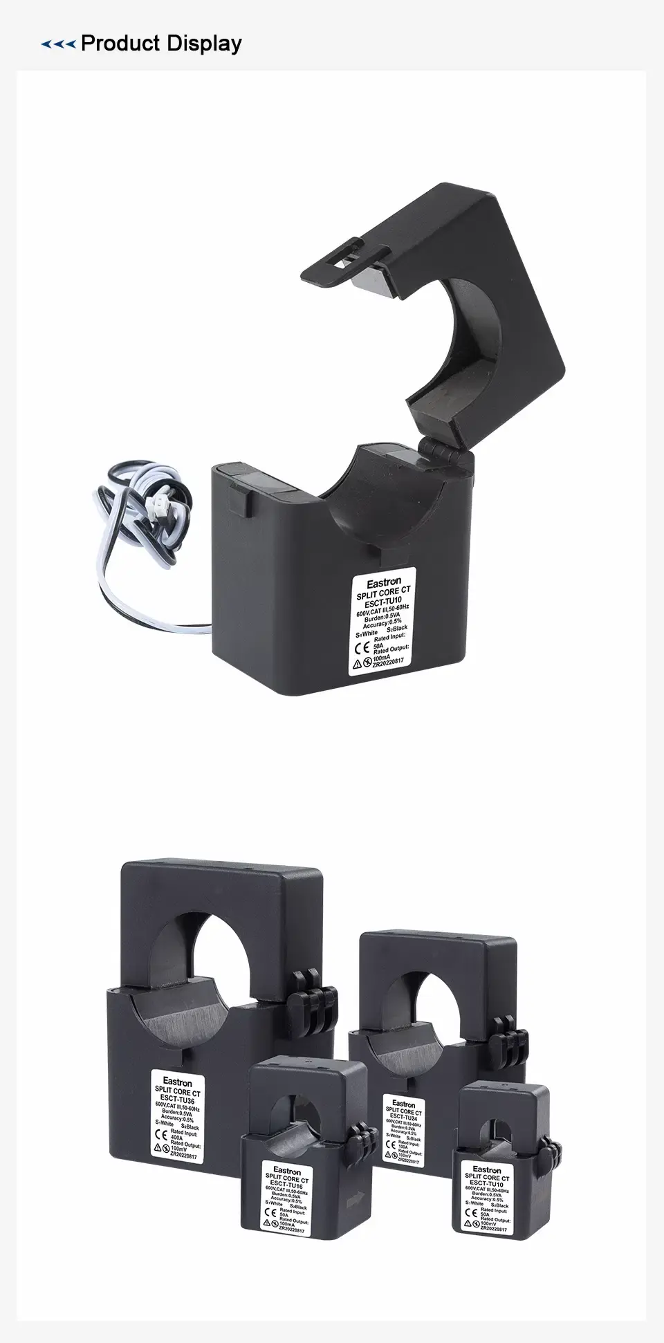 Thumbnail: Split Core Current Transformer – 5–75A Primary, 100–333mV Output