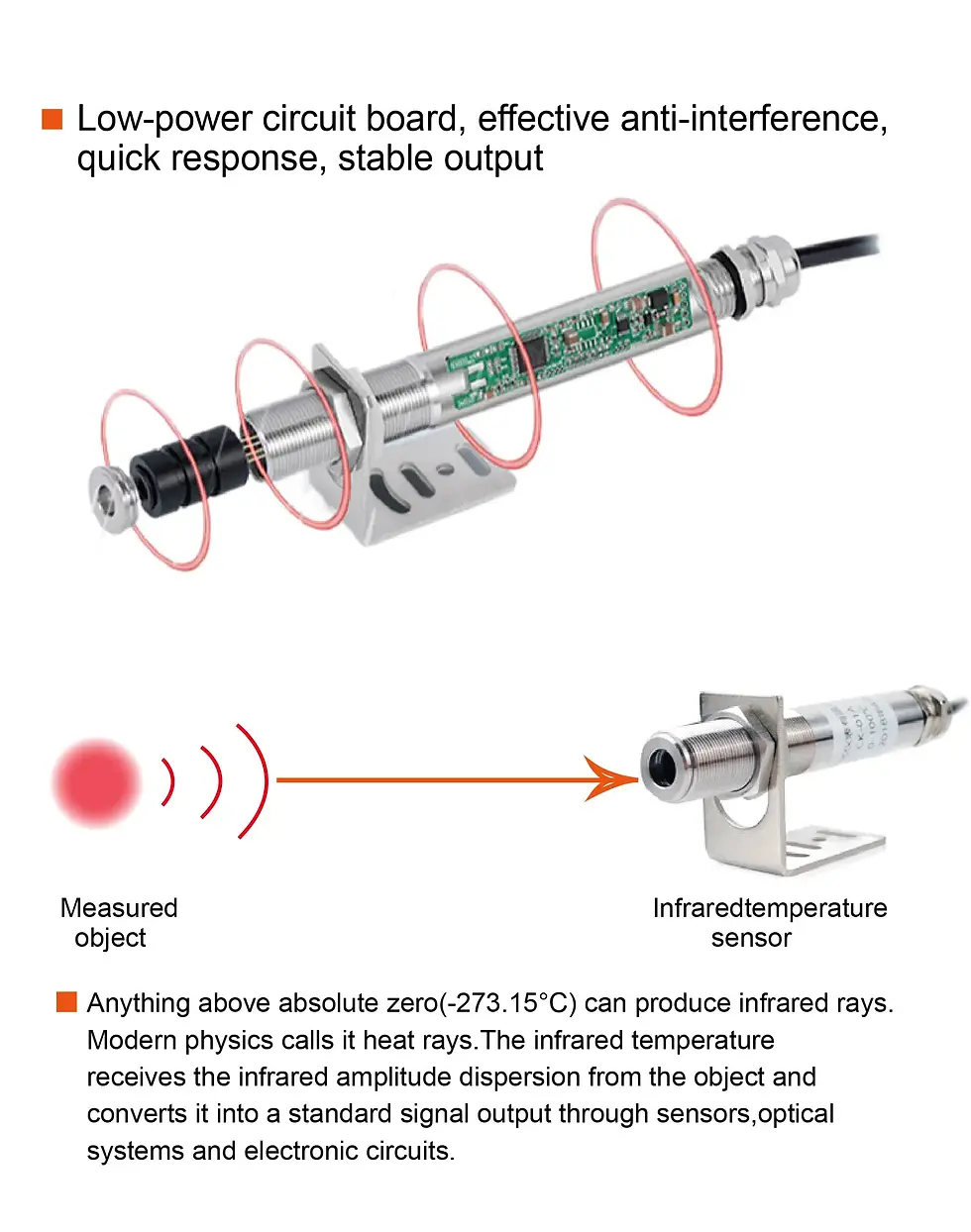 Thumbnail: Non-Contact Infrared Temperature Sensor – 4–20 mA / Analogue Output, Industrial