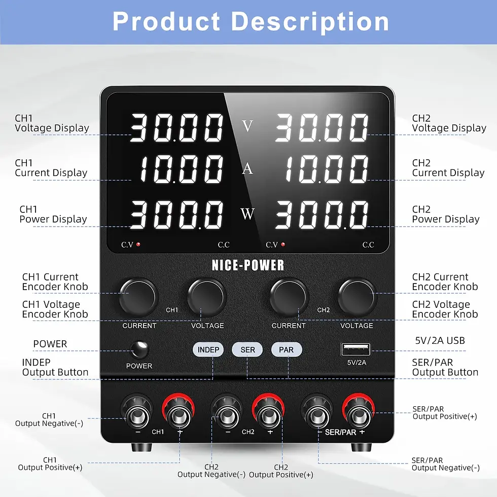 Thumbnail: Dual-Channel Programmable DC Bench Power Supply – Series & Parallel, Up to 60V