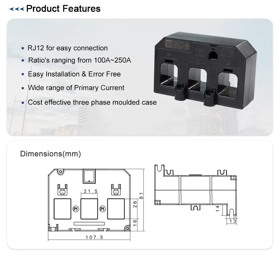 Thumbnail: 3-in-1 Current Transformer – 60A to 250A, 100mA / 333mV Output