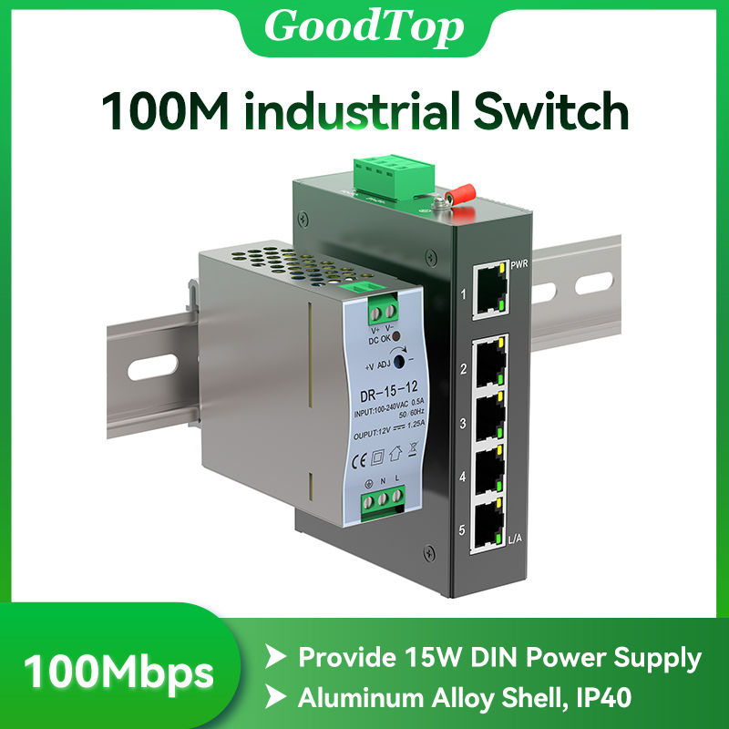 5-Port Industrial Ethernet Switch | 10/100 Mbps | Unmanaged | DIN-Rail Mount