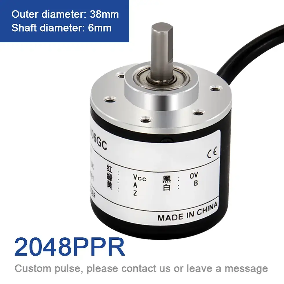 Thumbnail: 38mm Incremental Rotary Encoder with 6mm Shaft, Optical A/B/Z Output, High-Speed