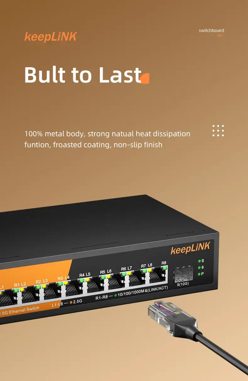 Thumbnail: 9-Port Multi-Gigabit PoE Ethernet Switch with 8 × 2.5Gb PoE Ports and 1 × 10Gb