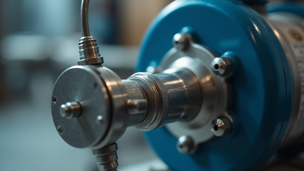 Close-up view of a differential pressure sensor with stainless steel diaphragm