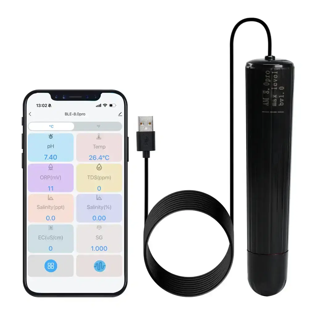 WiFi 7-in-1 Smart Water Quality Probe | Aquarium, Hydroponics & Aquaculture