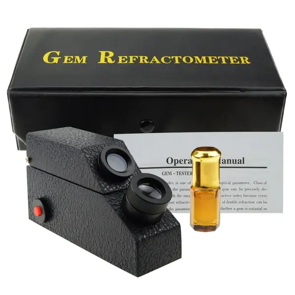 0.01 nD Scale Division Gem Refractometer w/ Built-in LED Light + RI Oil
