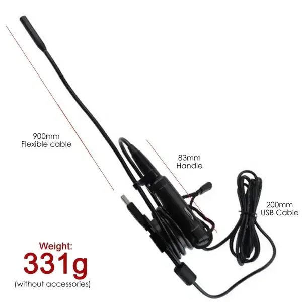 Thumbnail: USB HD 8.5mm Camera Video Inspection 6 LED Light Borescope Tape Style Endoscope