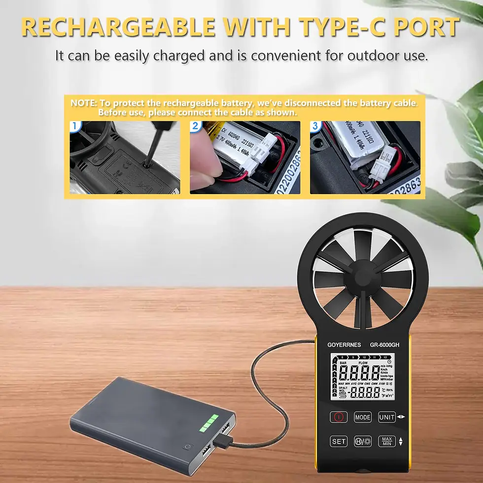Thumbnail: Portable Anemometer with Air Volume & Temperature | Digital Airflow Meter