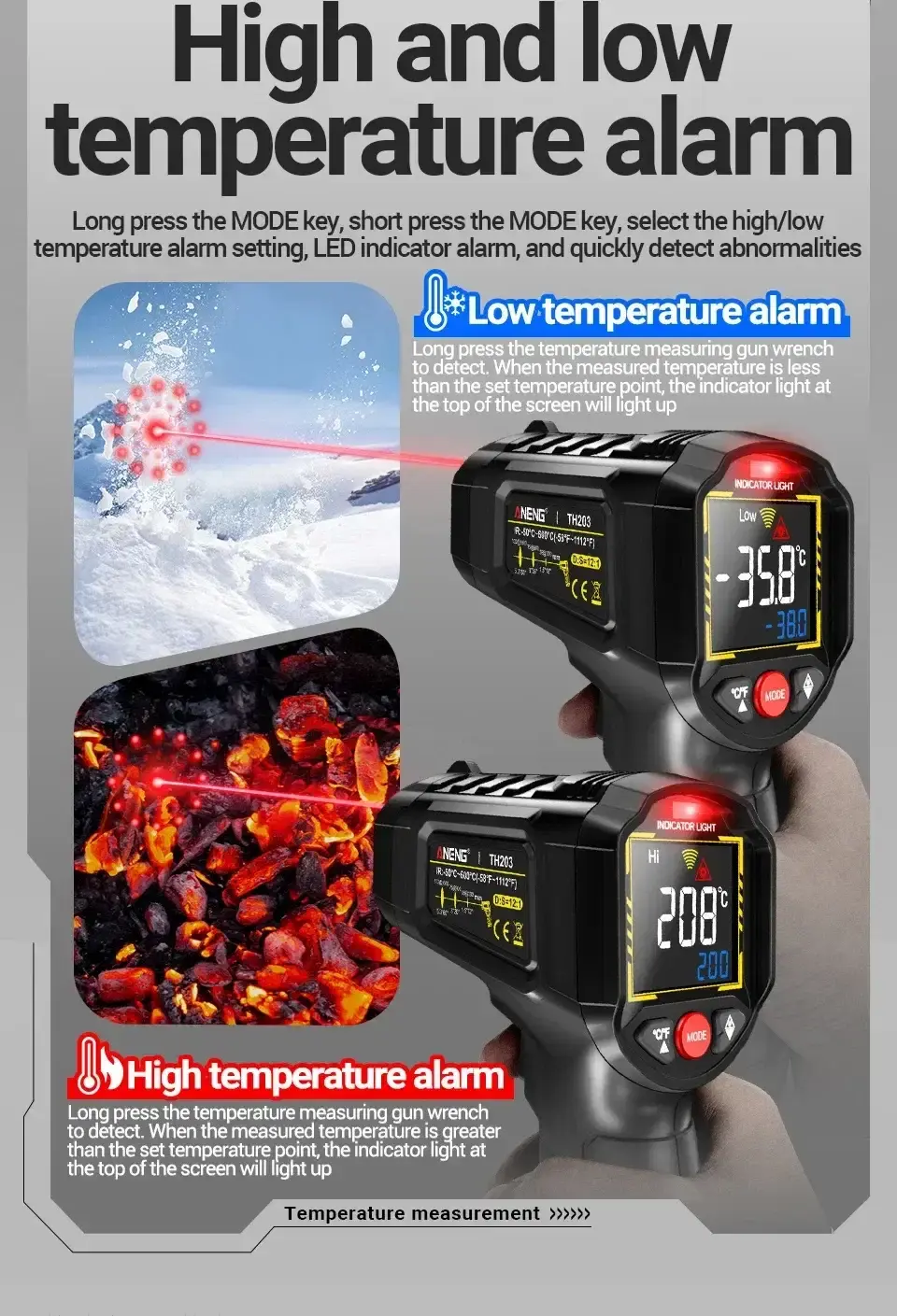 Thumbnail: Industrial Infrared Thermometer | Non-Contact Temperature Gun −50 °C to 600 °C