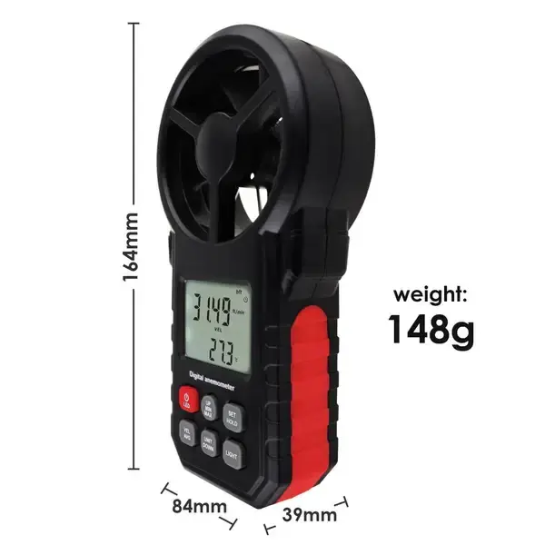 Thumbnail: Portable Digital Vane Anemometer with Temperature & Wind Chill Display