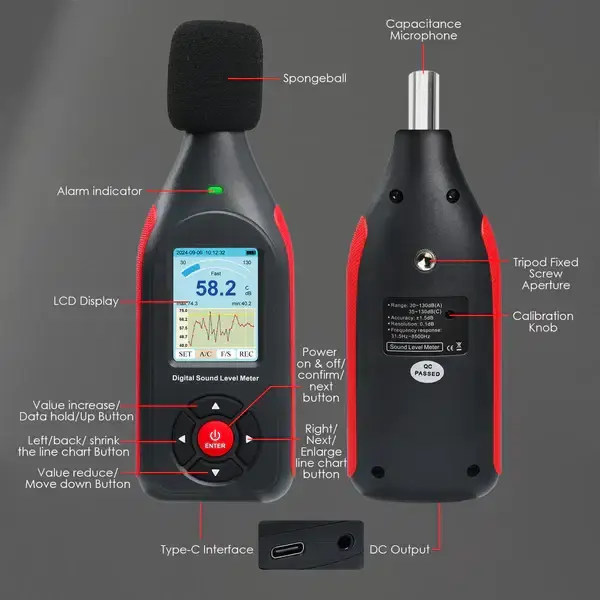 Thumbnail: Precision Sound Level Meter – Type 2 Noise Analyzer with Data Logging & USB