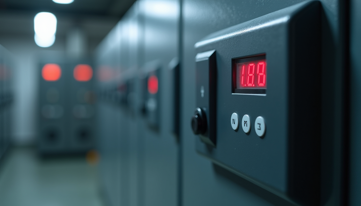 Close-up view of an inverter control panel showing digital display and buttons