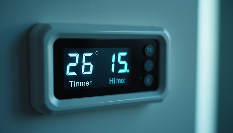 Close-up view of an incubator control panel showing temperature and humidity readings