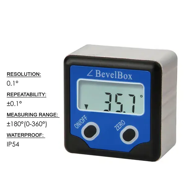 Thumbnail: Digital 360° (±180°) Bevel Box / Inclinometer with Magnets