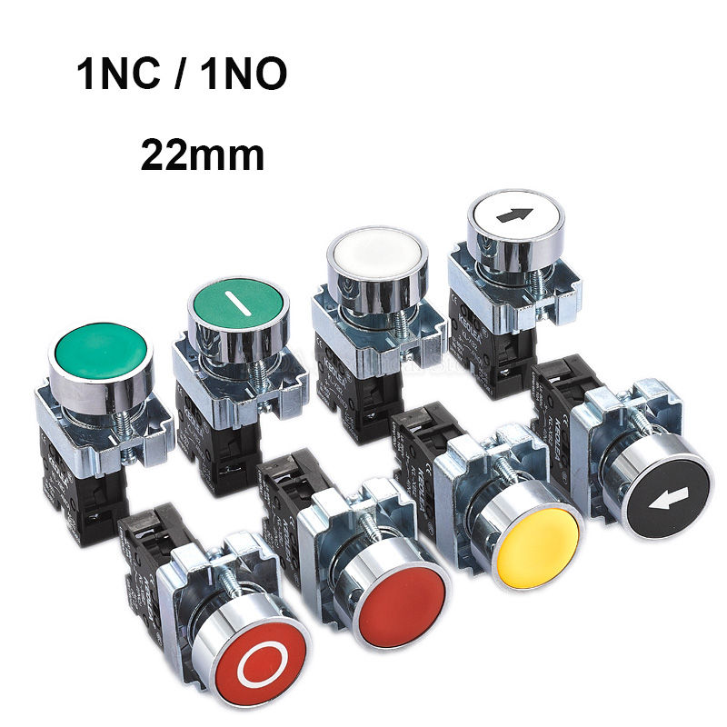 Industrial Push Button Switch – Start / Stop, Self-Reset, Flat or Round Head