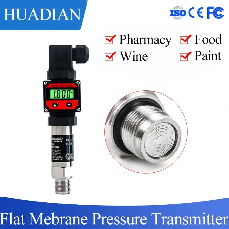 Thumbnail: Flush Diaphragm Pressure Transducer – 0–10V / 4–20mA Hygienic Flat Film Sensor