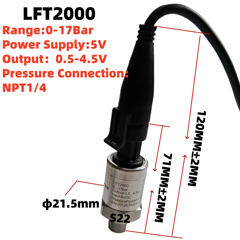 Thumbnail: 4–20mA Pressure Sensor Transmitter for Water, Oil, Air & Vacuum Applications