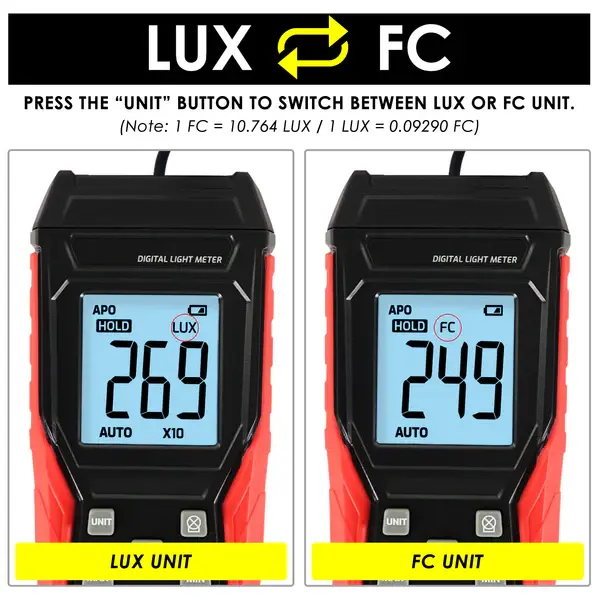 Digital Light / Lux Meter LUX Footcandle FC Illuminance Tester 200000Lux / 20000