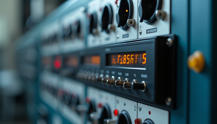 Eye-level view of a 6-channel industrial paperless recorder mounted on a control panel