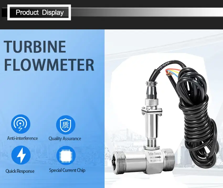 Thumbnail: Threaded Turbine Flow Sensor – Pulse Output, Stainless Steel, Low-Voltage DC