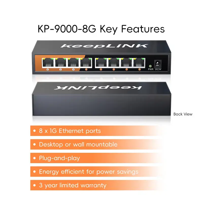 Thumbnail: 8-Port Gigabit Ethernet Unmanaged Switch – Fanless Plug-and-Play Network Switch