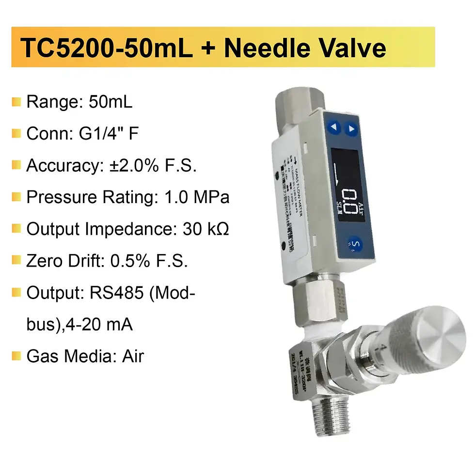 Thumbnail: Low Flow Thermal Mass Gas Flow Meter with 4–20mA and RS485 Output for Industrial