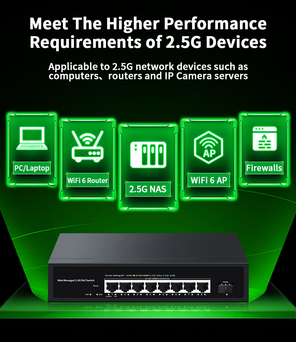 Thumbnail: 2.5Gb Smart Web-Managed PoE Switch | 8 × 2.5Gb PoE + 10Gb SFP+ | 85W Budget
