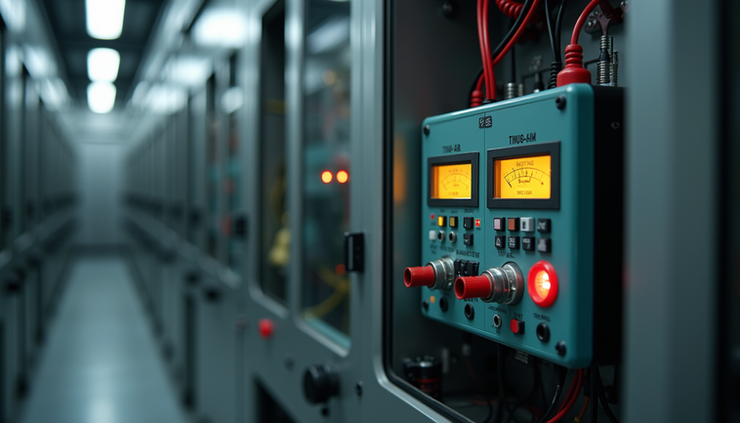 Close-up view of PS-BYQ-GT Hipot Tester showing control panel and high-voltage connections