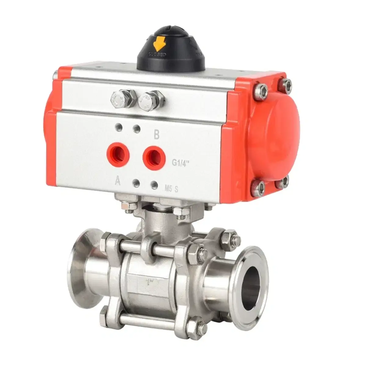 Pneumatic Sanitary Ball Valve – SS316 Tri-Clamp 1" DN25 (Double Acting Actuator)