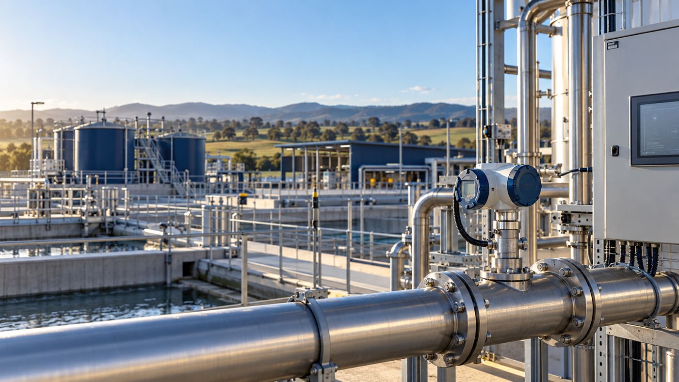 Flow instrumentation and process pipework at a water treatment plant