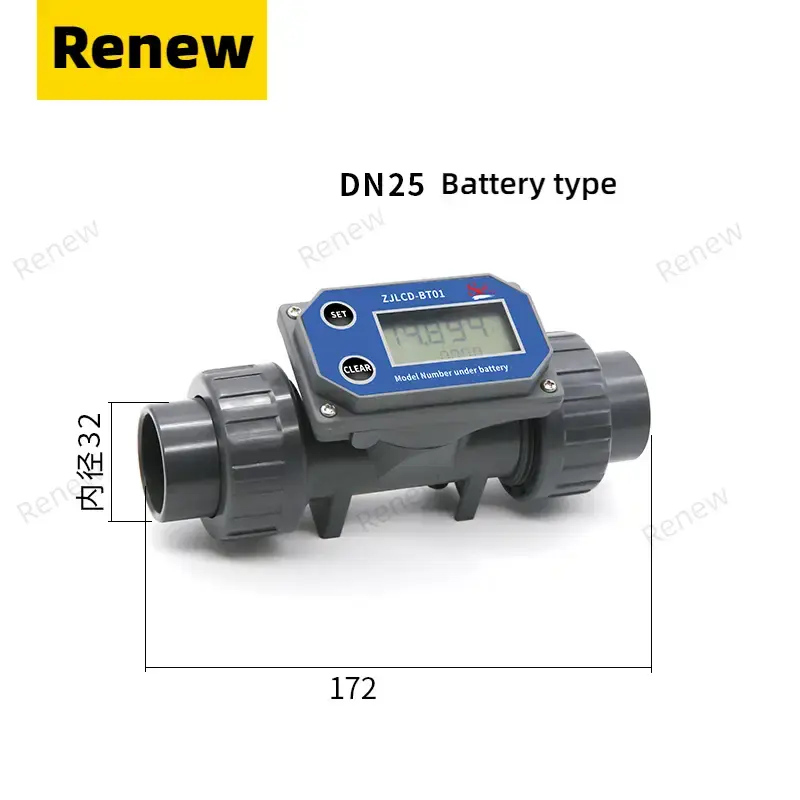 Thumbnail: Inline Turbine Flow Meter with LCD Display for Water and Liquid Pipeline Monitor