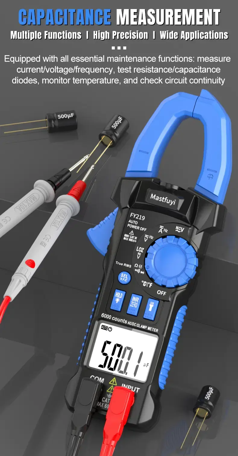 Thumbnail: AC/DC Clamp Multimeter | 600A True RMS Electrical Tester with Inrush Current