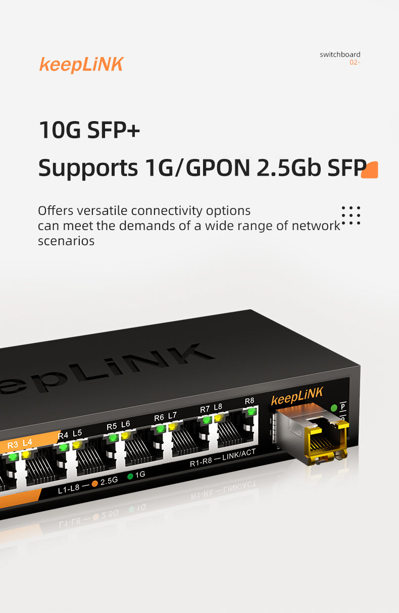 Thumbnail: 9-Port Multi-Gigabit Unmanaged Ethernet Switch with 8 × 2.5Gb RJ45 and 1 × 10Gb SFP+