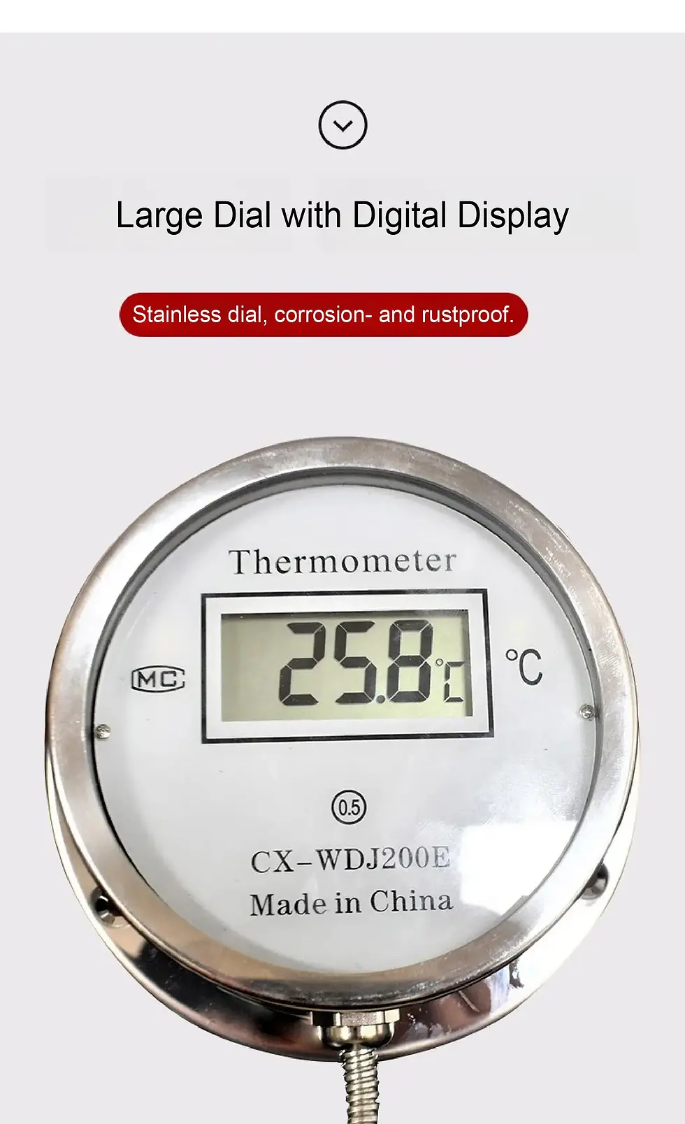 Thumbnail: Digital Temperature Meter with Remote Probe (Waterproof, Stainless Steel Sensor)