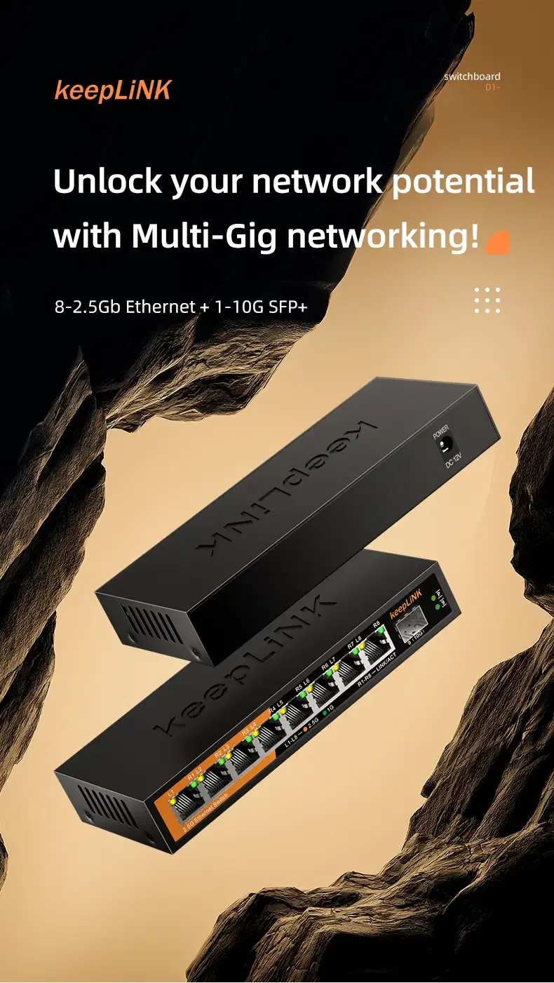 Thumbnail: 9-Port Multi-Gigabit Unmanaged Ethernet Switch with 8 × 2.5Gb Ports and 1 × 10Gb