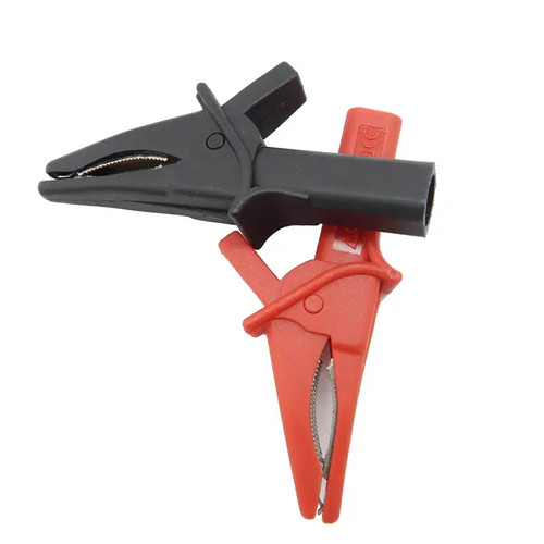 HT18A Krokodilklemmen-Set, kompatibel mit DSO3064 Oszilloskop, 2 Stück rote und schwarze große Dolphin Gator-Klemmen mit 30 mm Backenöffnung, kompatibel mit HT30A