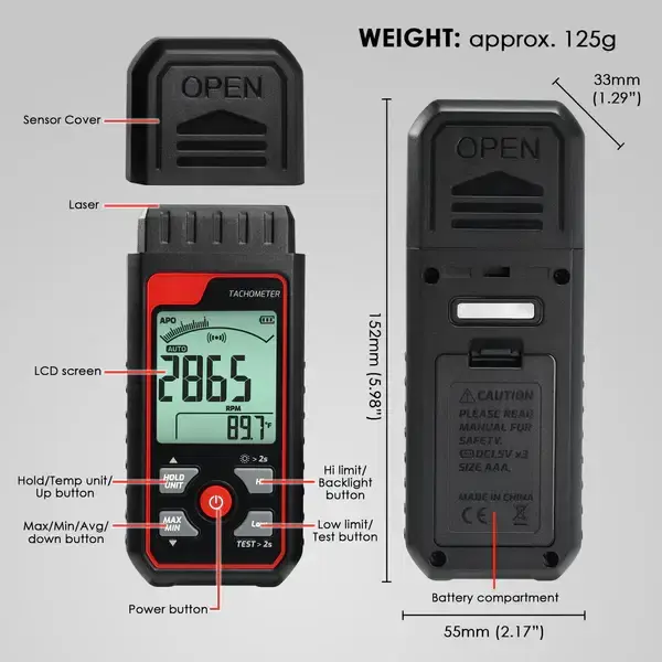 Thumbnail: Non-Contact Digital Laser Tachometer – High Precision RPM Meter