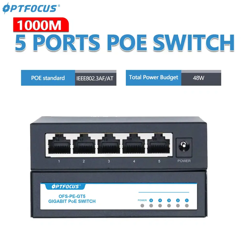 5-Port Gigabit PoE Switch – 48V, IEEE 802.3af/at