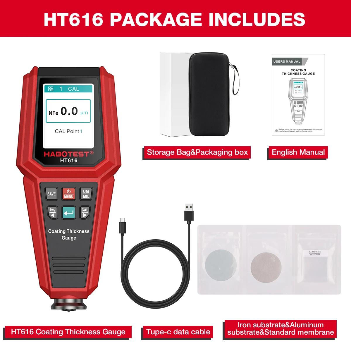 Car Coating and Paint Thickness Gauge 0–1500 µm with Backlit Display