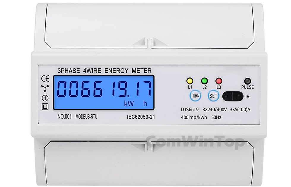 Thumbnail: Three-Phase Four-Wire DIN Rail Energy Meter – RS485 Modbus, 380V with Power Factor Display