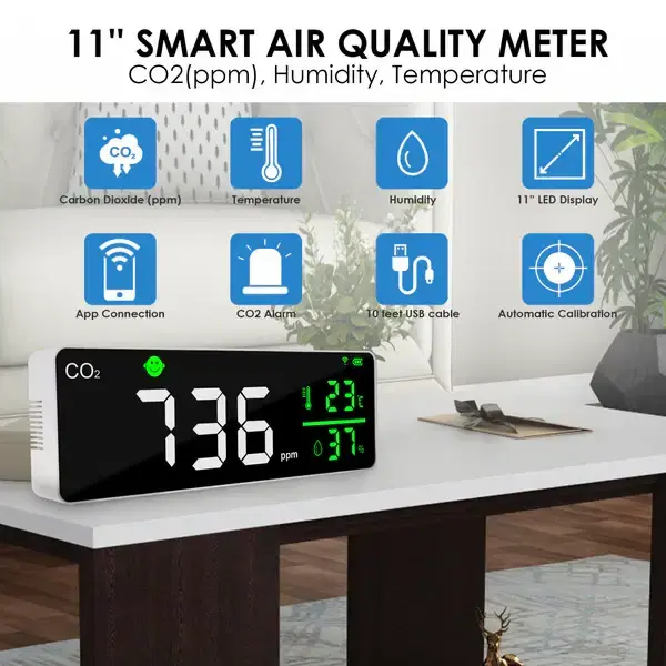 Thumbnail: Smart CO₂ Meter with Temperature & Humidity – WiFi Connected, Rechargeable
