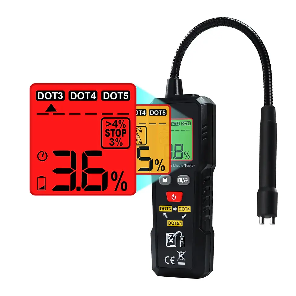 Brake Fluid Tester – DOT3, DOT4, DOT5.1 Moisture Meter with LED & Buzzer Alarm