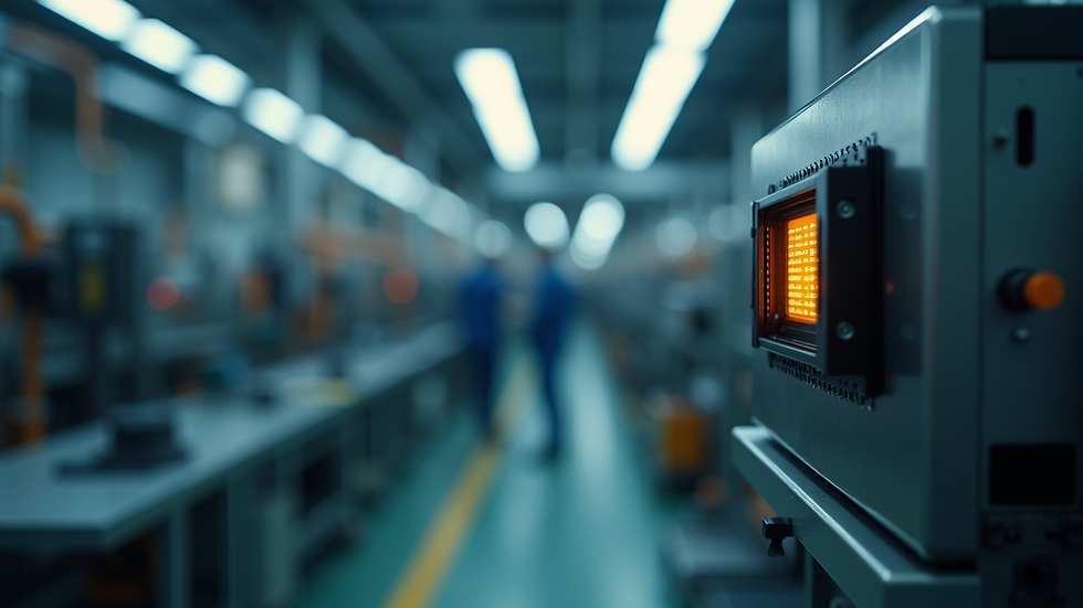 Close-up view of a sensor in an industrial setting