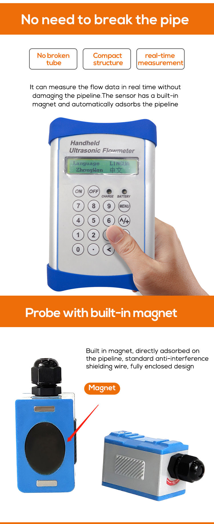Thumbnail: Ultrasonic Liquid Flow Meter – Clamp-On Measurement with 4–20 mA & Pulse Output